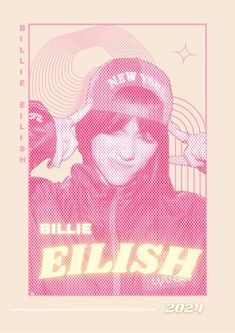 a pink poster with the words billie blush on it