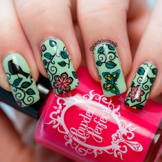 Spring nails using OPI That's hula-rious and Drk Designer plate 1. Coloured in the stamp with Powder perfect jelly polishes. Flower Nails, Beauty Nails, Spring Nails, Art Ideas, Jelly, Nail Polish, Nail Art, Stamp, Instagram Photo