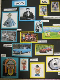 a bulletin board with pictures and magnets on it