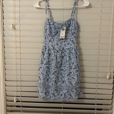 Nwt Light Blue Floral Tiered At Bottom With Lace Adjustable Straps Hollister Dresses, Blue Floral Dress, Floral Blue Dress, Blue Floral, Hollister, Floral Dress, Adjustable Straps, Colorful Dresses, Color Blue