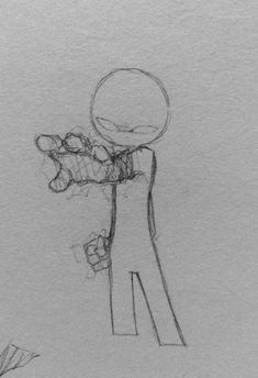 a drawing of a person holding something in his hand