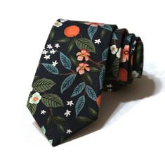 Groomsmen Patterned Tie, Men’s Floral Tie Wedding, Floral Print Standard Tie For Wedding, Fall Ties, Mens Floral Tie, Classic Floral Print Ties, Citrus Grove, Pocket Square Wedding, Flower Boquet