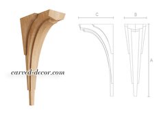 the wooden brackets are shown with measurements