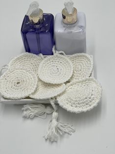 This is a set of handmade crochet reusable face scrubbies.Made with 100% cotton yarn.These pads are perfect to remove makeup.Every piece is handcrafted, so no two will be exactly the same.Each set includes a carry bag.Without white napkin, detergents, and cosmetics.SIZE:Approximately- 3 - 5 inchesMATERIAL:- 100% cotton yarn- EcoFriendlyCARE INSTRUCTIONS:- Machine is washable and dry.- Do not bleachDue to different screen settings, colors may appear differently. If you have any questions or conce Crochet Makeup Remover Pads, Crochet Reusable, Face Scrubbies, Dragonfly Pin, Reusable Pad, Makeup Remover Pads, White Napkins, Remove Makeup, Turquoise Flowers