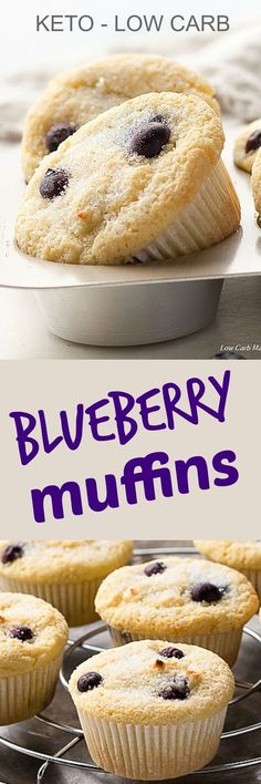 blueberry muffins on a cooling rack with the words keto - low carb