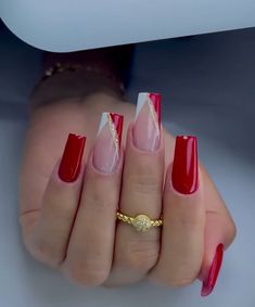 #decoracao #naildesign #unhas #esmaltacao Red And Silver Nails, Orange Acrylic Nails, Nail Salon Design, Braided Cornrow Hairstyles, Casual Nails, Nail Designs Glitter, Nails Desing, Silver Nails, Prom Nails