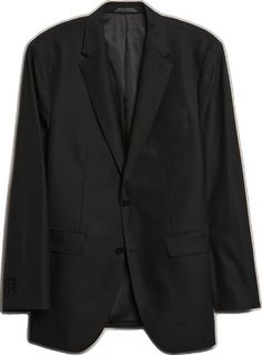 Classic Three-piece Fall Suit, Classic Suits In Suiting Fabric For Fall, Wool Business Suits With Long Sleeves, Wool Business Suits, Tailored Blazer With Suit Collar For Business Trips, Tailored Blazer For Business Trips With Suit Collar, Black Wool Sport Coat With Pressed Crease, Classic Fall Sport Coat In Suiting Fabric, Classic Single Breasted Blazer For Business Trips