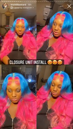 Colored Curly Wigs For Black Women, Blue Lace Front Wigs Black Women, Blue Lace Wigs For Black Women, Custom Color Wigs Blue, Blue Hair Lace Frontal, Pink And Blue Lace Front Wig, Event Hairstyles