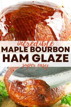 maple bourbon ham glaze on a cutting board