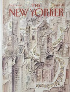 the new yorker magazine cover with many people walking down it