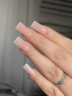 Multicolor  Collar    Uñas de Color Embellished Simple Medium Nails Acrylic, Creme Nails Acrylic, Coffin Vs Square Nails, Classy Baddie Nails Acrylic, Nude Tapered Square Nails, Clean Acrylic Nails, Medium Tapered Square Nails, Medium Square Acrylic Nails, Nude Square Nails