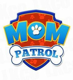 the logo for mom patrol with a paw print on it's chest and paws