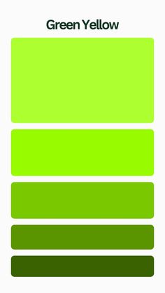 the color chart for green yellow is shown in black and white, with different shades