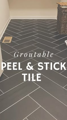 a tile floor with the words, groutable peel and stick tile on it