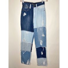 Reposhing This Item I Purchased From @Jenibakes. Loved It, But Ready To Rotate For Something New. Questions? Leave A Comment Below! Jeans Patchwork, Patchwork Denim, Patchwork Jeans, Denim Patchwork, Ripped Jean, High Jeans, Something New, Straight Leg, High Rise