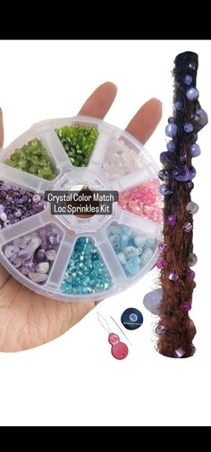 Crystal Dreadlock Sprinkle Beads * These are not traditional slide on beads and must be sewn onto the hair as shown in the photo's Enhance the beauty of your locs with our Crystal Color Match Loc Sprinkle Complete Kit, designed to perfection. This kit comes with everything you need to create a harmonious and stunning look, including a variety of glass seed beads and crystal chip beads that perfectly complement your locs' colors.  Indulge in the mesmerizing colors of the crystals, each thoughtfully selected to harmonize with your hair. With the convenience of needle and thread included, you can easily apply the beads and effortlessly transform your locs into a captivating work of art. Unleash your creativity and mix and match the beads to create unique patterns and styles that showcase your Loc Sprinkles Locks, Locs With Beads, Loc Sprinkles, Locs Colors, Beads For Braids, Dreadlock Hair, Bead Accessories, Braids Locs, Unique Hair Accessories