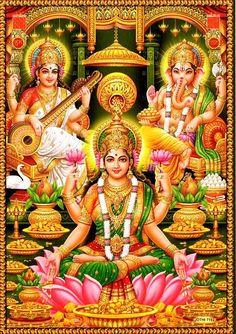 the hindu goddess with her attendants