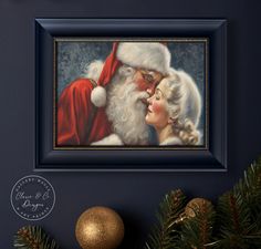 Santa & Mrs. Claus Christmas Traditions Art Print Physical - Etsy Painting Santa Claus, Candlelit Room, Painting Santa, Santa Reading, Vintage Christmas Images, Holiday Wall Art, Vintage Santa Claus, Christmas Charms, Holiday Prints