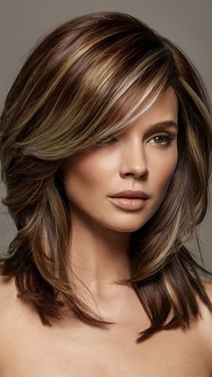 Discover 30 stunning fall hair colors, from rusty red to deep teal, perfect for adding warmth and style to your look this season. Brown Hair Highlights And Lowlights Brunettes, Brunette Hair With Layers And Highlights, Darker Hair With Caramel Highlights, Highlights For Layered Hair, Caramel And Brown Highlights, Shorter Brown Hair With Highlights, Caramel Highlights On Dark Hair Medium Length, Highlights Dark Brown Hair Caramel, Light Brown Hair With Highlights Medium