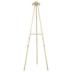 a gold easel with an ornate top