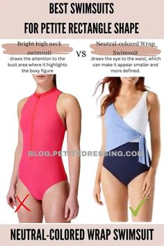 the best swimsuits for petite rectangle shape vs neutral - colored wrap swimsuit