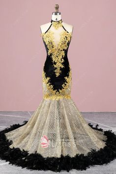 Yellow And Black Prom Dress, Gold Mermaid Dress For Prom, Gold Floor-length Mermaid Dress For Prom, Gold Mermaid Dress With Sweep Train, Gold Mermaid Dress With Sweep Train Floor-length, Gold Floor-length Mermaid Dress With Sweep Train, Gold Mermaid Dress With Sweep Train For Prom, Gold Sequined Floor-length Mermaid Dress, Gold Fitted Gown For Pageant