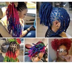 Dreadlock Hairstyles Colours, Dreadloc Colors, Multi Color Locs, Multicolored Locs, Dreadlock Color Ideas Black Women, Loc Hair Color Ideas, Colored Dreadlocks, Starter Dreads, Dyed Dreadlocks