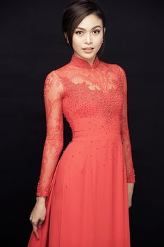 Traditional collar Material: Crepe, lace Long sleeves Type: Modern ao dai Ceremonial Fitted Ao Dai With Intricate Embroidery, Fitted Ao Dai With Intricate Embroidery For Ceremony, Long Sleeve Dresses With Intricate Embroidery For Ceremony, Ceremony Ao Dai With Intricate Embroidery, Elegant Ao Dai With Intricate Embroidery For Ceremony, Elegant Ao Dai With Lace Sleeves For Wedding, Elegant Wedding Ao Dai With Lace Sleeves, Ceremonial Long Sleeve Ao Dai, Wedding Ao Dai With Intricate Embroidery