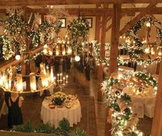 a room filled with lots of tables covered in lights