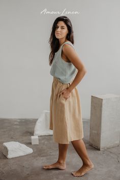 Linen Skirt: A boho style and minimal aesthetics. This buttoned skirt is your ticket to effortless elegance. It's the go-to choice for summer looks for women, whether you're embracing casual chic or seeking the perfect party look. Perfect for work or a summer outfit idea. It is not just a trendy summer outfit; it's the ideal choice for summer weddings, date night look. Add this piece to your capsule wardrobe! Color Checker, Handmade Knitting