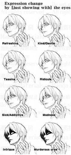 an anime character's face with different expressions