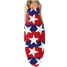 clearance Store,under $5 Clothes StoreClick Here Usmixi 4th of July Dresses for Women Loose Pocket Fashion Independence Day Graphics Spaghetti Strap Maxi Dresses Sleeveless V-Neck Sunflower Print Summer Long Formal Dress Red m FEATURE: Pull on Dress,Strap Dress,Sleeveless,V-Neck,Maxi,Independece Day Graphics,This is a casual dress with special design that can show your perfect figure, make you more attractive, and can easily control parties, cocktail,beaches and other occasions. MATERIAL:95% Rayon+5% Spandex.This Womens Dresses is made of high quality cottonblend material, soft to the touch, lightweight and flowy,wearing comfortable and not irritating. OCCASSION:Summer Women's Dress Suitable For Dating,Wedding,Brithday,Cocktail,Party,Club,Dinner,Beach,Vacation,Holiday,And Daily Wear.It can Maxi Formal Dress, 2023 Beach, 4th Of July Dresses, Boho Dresses Long, Pockets Fashion, Spaghetti Strap Maxi Dress, Perfect Figure, Beach Fashion, Summer Maxi