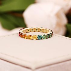 Natural Tourmaline Wedding Ring Dainty Rainbow Ring for - Etsy 14k Yellow Gold Eternity Band With Birthstone, Yellow Gold 14k Eternity Band With Birthstone, 14k Gold Multi-stone Eternity Band As Gift, Yellow Gold Eternity Band With Birthstone For Anniversary, 14k Gold Multi-stone Eternity Band For Anniversary, Multi-stone 14k Gold Eternity Band For Anniversary, Rainbow 14k Gold Round Rings, Rainbow 14k Gold Rings, Yellow Gold Multi-stone Eternity Band Gift