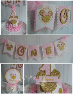 Minnie Mouse Banner, Pink Gold Birthday, 1st Birthday Decorations, Gold Birthday Party