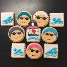 decorated cookies are arranged in the shape of an i love sunbatm sign and sunglasses