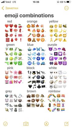 an image of the emoj combinations in different colors and shapes on a white background