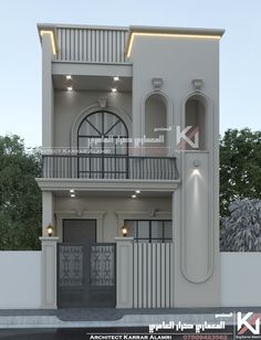 this is an image of a two story house with balconyes and balconies