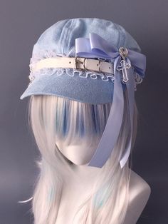 The price is for a hat only, others are not included. Japanese Hat, Cute Beret, Blue Hair Accessories, Funky Hats, Hat Aesthetic, Hair Hat, Pretty Hats, Types Of Hats, Cute Hat