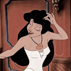 an animated image of a woman in a white dress