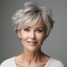 Short Silver Hair, Hair Older Women, Short Grey Hair, Messy Short Hair, Hair Cuts For Women, Edgy Short Hair, Short Choppy Hair, Short Hair Over 60, Haircut For Older Women