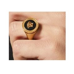 ***Large Sizes (Mens Including), Ask Me Please Ring In Gold-Tone Brass. One Of The Most Stylish Versace Cocktail Rings (Saw Them All) In Love With This One (Saw All Of Them), What A Classy Statement! Signature Medusa, Engraved Signature Greek Key Pattern, And Black Resin Fill At Face. Logo Engraved At Inner Band. Brass, Resin. Different Sizes Luxury Black Tarnish-resistant Ring, Medusa Ring, Versace Ring, Cast Rings, Versace Jewelry, Versace Gold, Crystal Logo, Greek Key Pattern, Head Ring