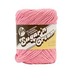 pink yarn ball with the words sugar'n cream on it