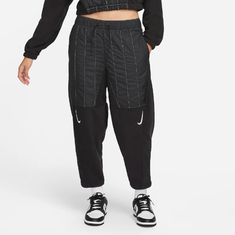 Nwt Nike Sportswear Swoosh Women Black Curve Plush Pants Sz-M A Cozy Feel With A Quilted Look Perfect For Colder Temps. Side Seam Pockets Provide Quick Storage For Daily Must-Haves. An Embroidered Swoosh Logo Adds Texture To Each Leg. Loose Fit For A Roomy Feel 100% Polyester Machine Wash This High-Rise Fit Features An Elastic Waistband That Hits At The Belly Button. Roomy Through The Hip And Thigh, The Cropped Leg Has A Taper At The Lower Leg For A Clean Look That Helps Your Sneakers Shine. Sporty Pants For Spring Sports, Sporty Pants For Sports In Spring, Nike Streetwear Pants For Spring, Nike Athleisure Pants For Spring, Nike Sportswear Pants For Spring, Nike Sweatpants For Spring Sports, Nike Sweatpants For Spring Streetwear, Nike Spring Sports Sweatpants, Nike Spring Athleisure Pants