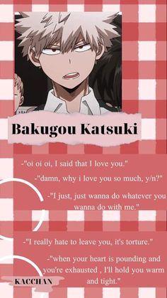 an anime character with the caption that says, bakuou katsuki