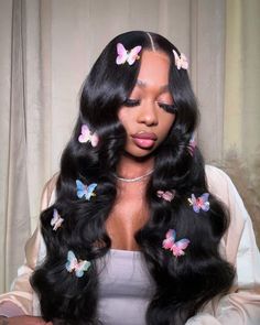 Butterfly Hairstyle, Latina Hair, Birthday Hairstyles, Invisible Lace, Dope Hairstyles, Butterfly Hair, Baddie Hairstyles, Hair Photo, Hd Lace