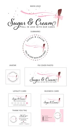 the logo and business cards for sugar & cream