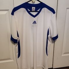 Men's Adidas Performance Loose Fitted Tshirt, Sz Xl, Color White/Royal. 100%Polyester. Never Worn Excellent Condition With Tags. Make A Offer. White Adidas Crew Neck T-shirt, Adidas White Sports T-shirt, Adidas White Crew Neck T-shirt, Adidas White Short Sleeve T-shirt, White Adidas T-shirt Short Sleeve, White Adidas T-shirt With Short Sleeves, Adidas White Short Sleeve Tops, Adidas Shirt Mens, Fitted Tshirt