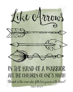 an arrow with the words like arrows in black ink on a green watercolor background