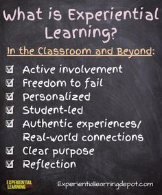 a blackboard with the words what is experiential learning? in the classroom and beyond