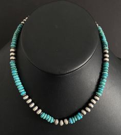 Sterling Silver Blue Turquoise W Pearls Bead Necklace. 16 inch Best Offers Accepted! Southwestern Blue Turquoise Necklace With Spacer Beads, Turquoise Necklace With Spacer And Round Beads, Blue Turquoise Necklace With Spacer Beads, Handmade Blue Turquoise Rondelle Necklace, Elegant Hand-strung Turquoise Beaded Necklaces, Adjustable Turquoise Hand-strung Beaded Necklace, Adjustable Multi-strand Turquoise Blue Necklace, Multi-strand Turquoise Necklace With Polished Beads, Blue Turquoise Multi-strand Necklace With Polished Beads